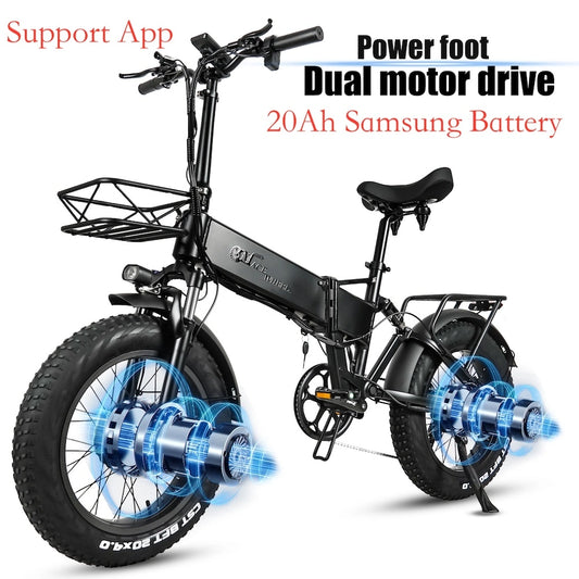 Trekbike RX20 MAX Plus 20AH (Samsung Battery) Torque Sensor|Dual Motor Folding Ebike Fat Tire Electric Bike